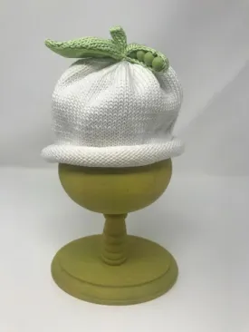 0-3 M White Cotton Knit Sweet Pea Hat