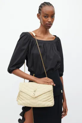 2017 Beige Raffia Loulou Bag