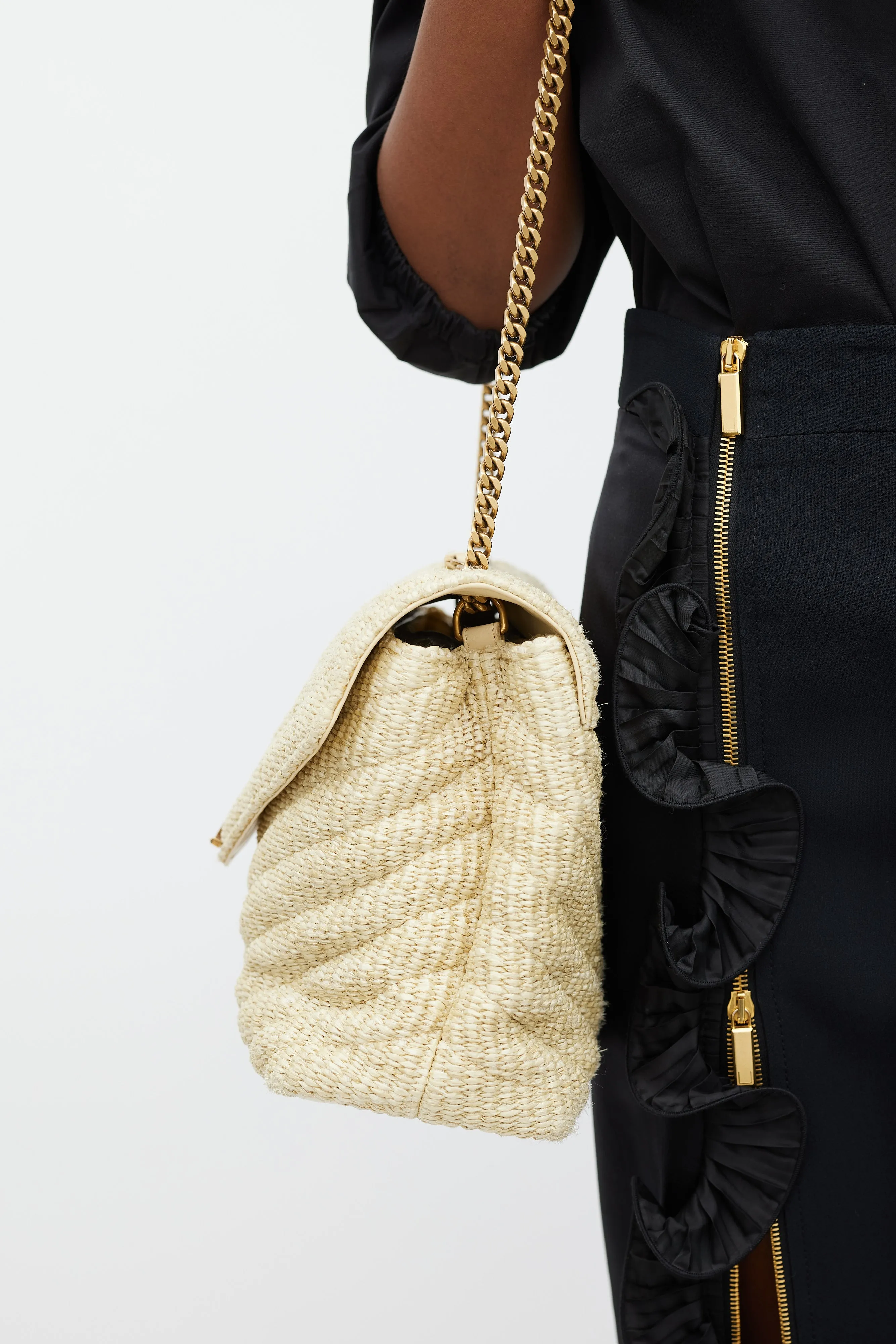 2017 Beige Raffia Loulou Bag