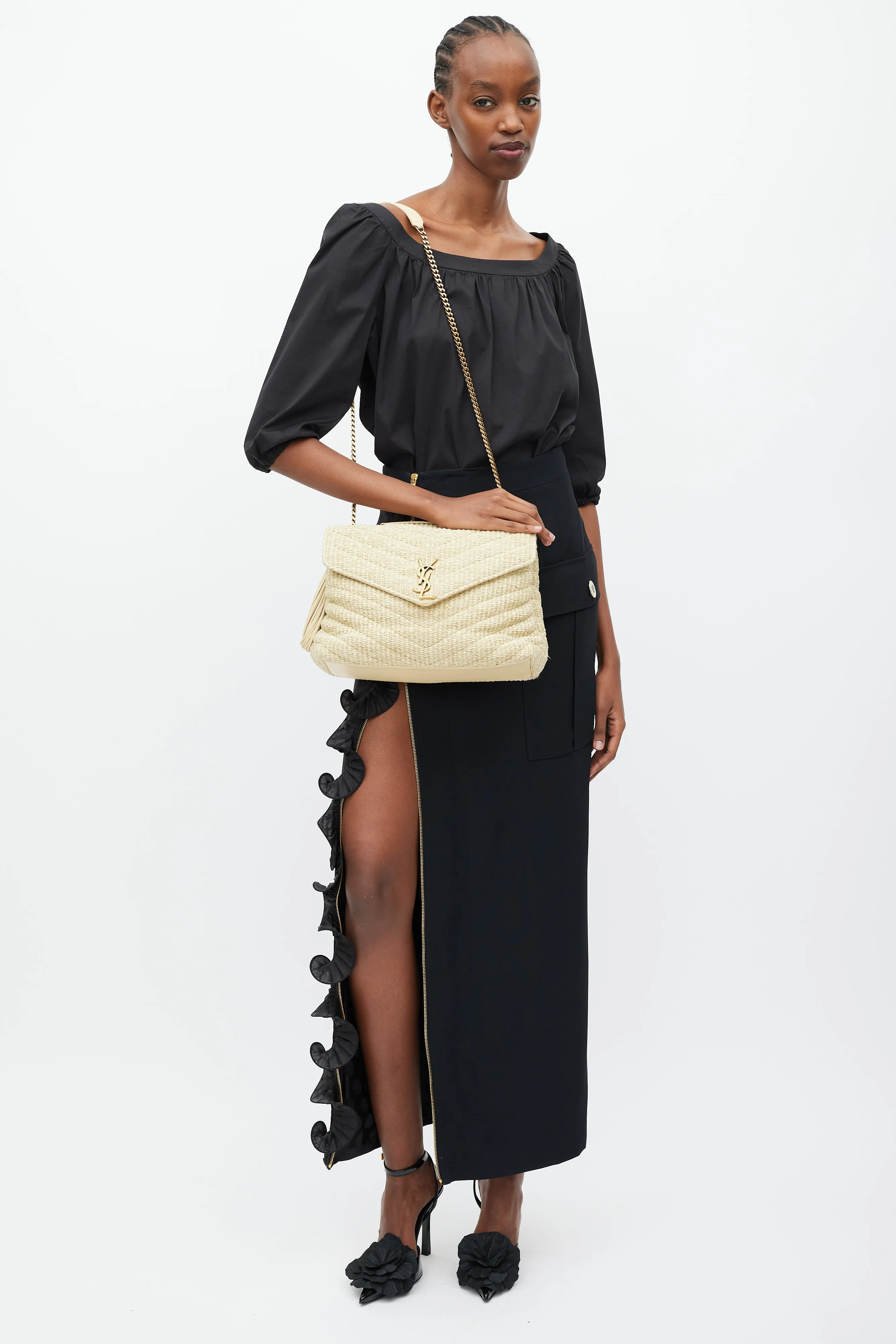 2017 Beige Raffia Loulou Bag