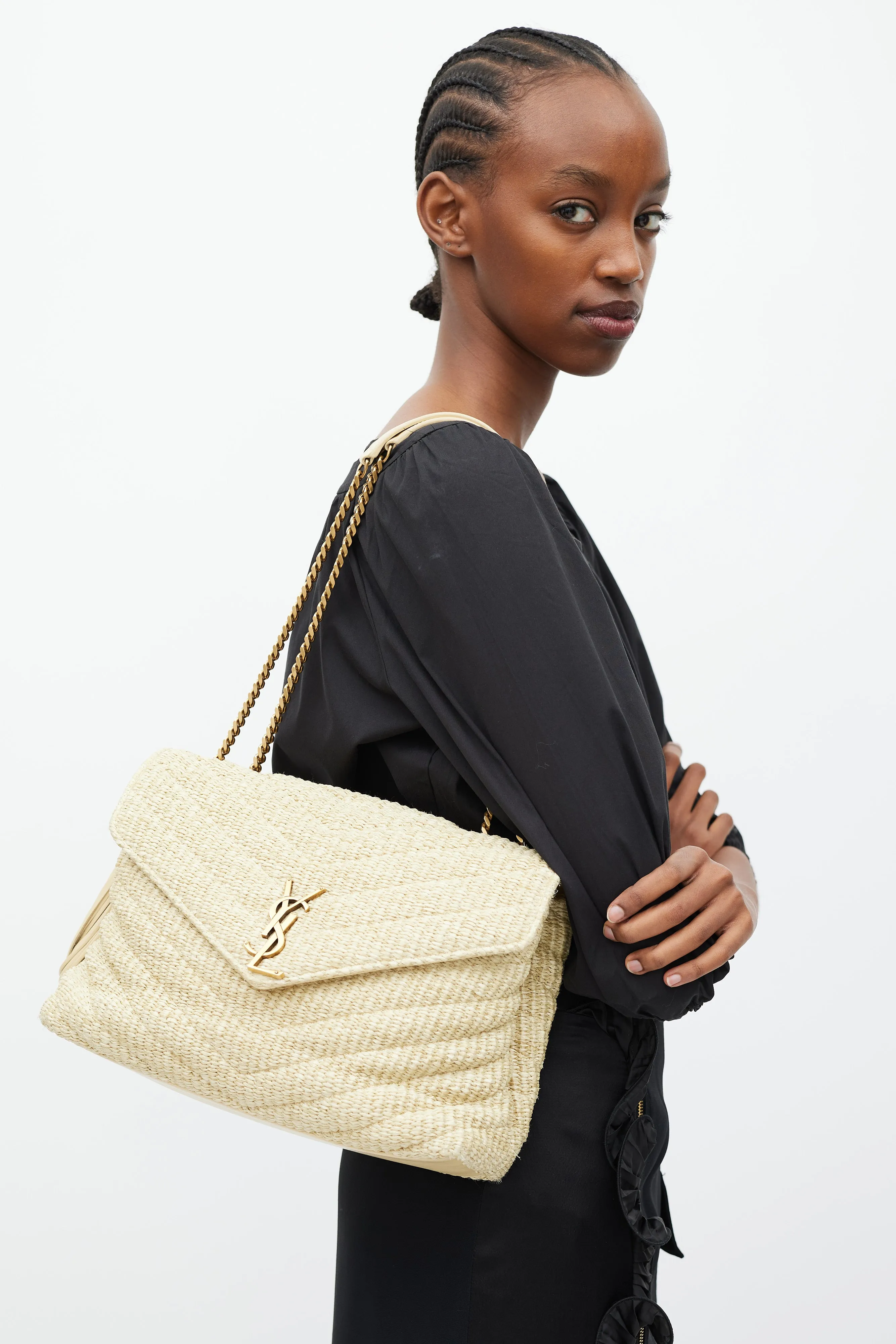 2017 Beige Raffia Loulou Bag