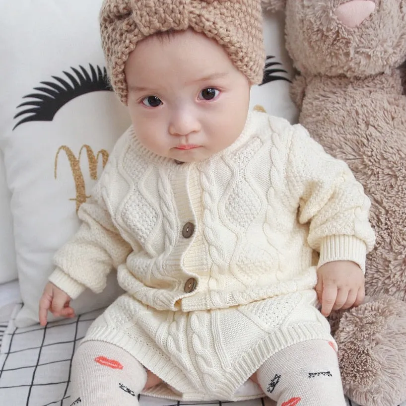 Baby Knit Cardigan   Shorts Suit
