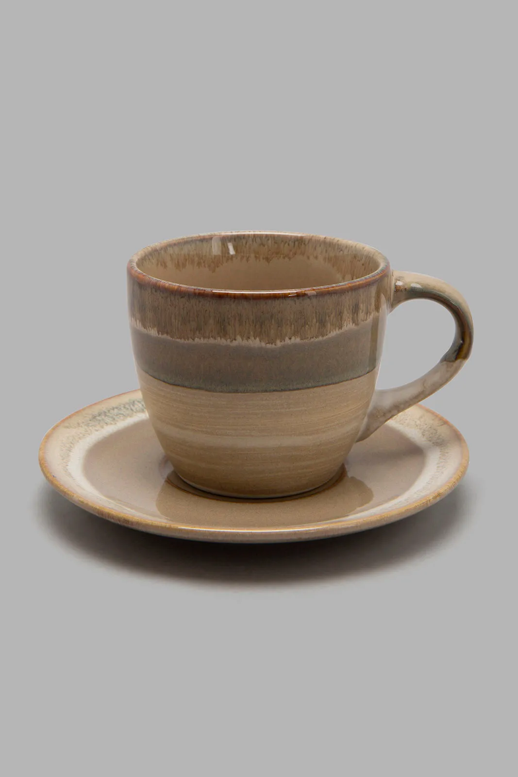 Beige Decal Tea Cup And Saucer