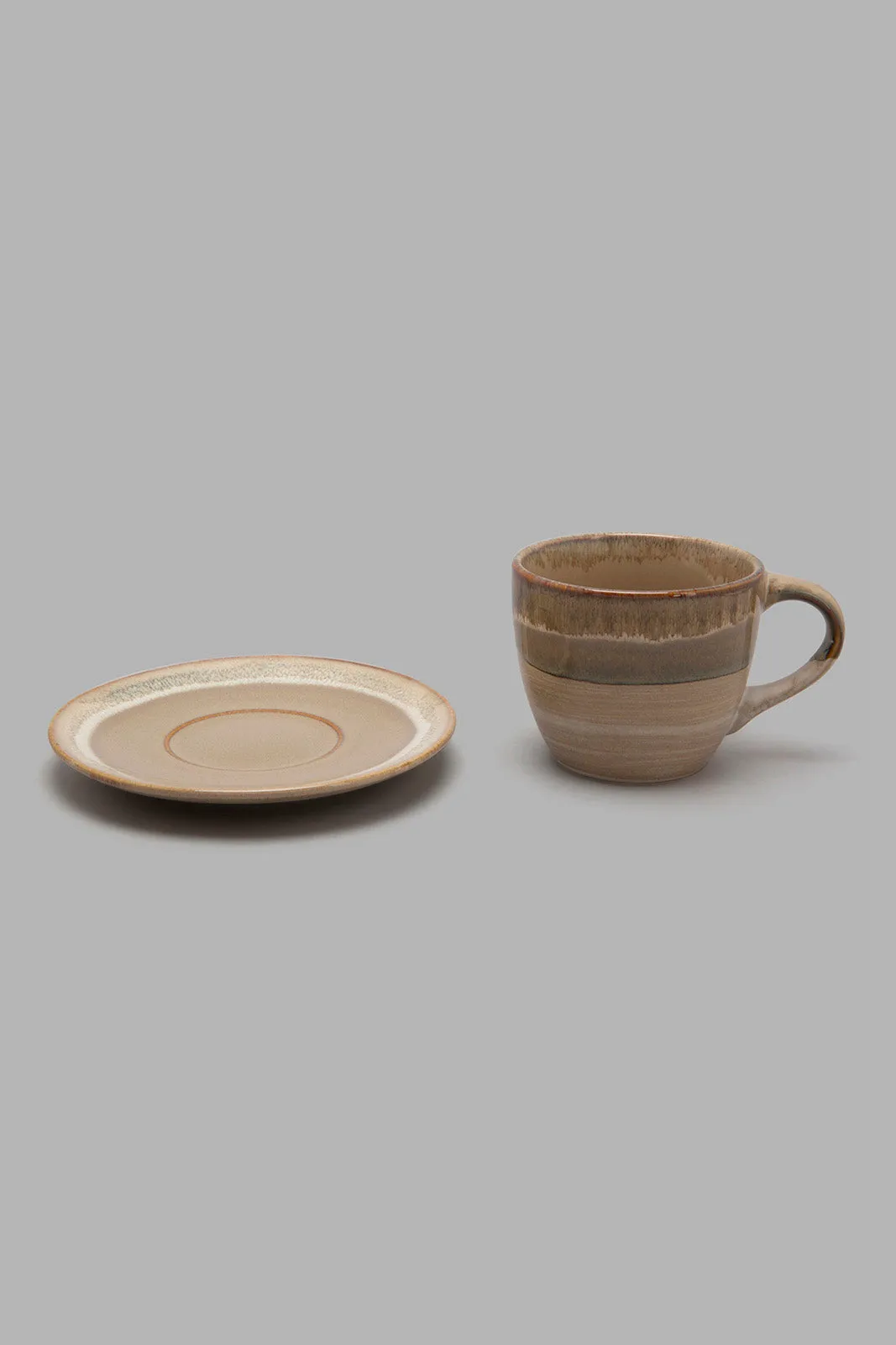 Beige Decal Tea Cup And Saucer