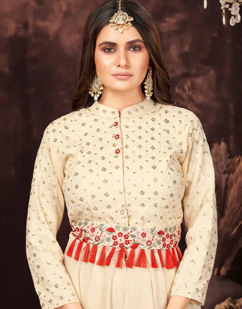 Beige Georgette Sharara Suit