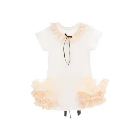 Beige Ruffle Tulle Babysuit Dress