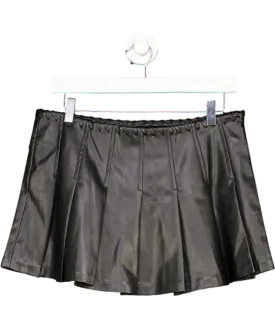 Bershka Black Pleated Faux Leather Mini Skirt UK S
