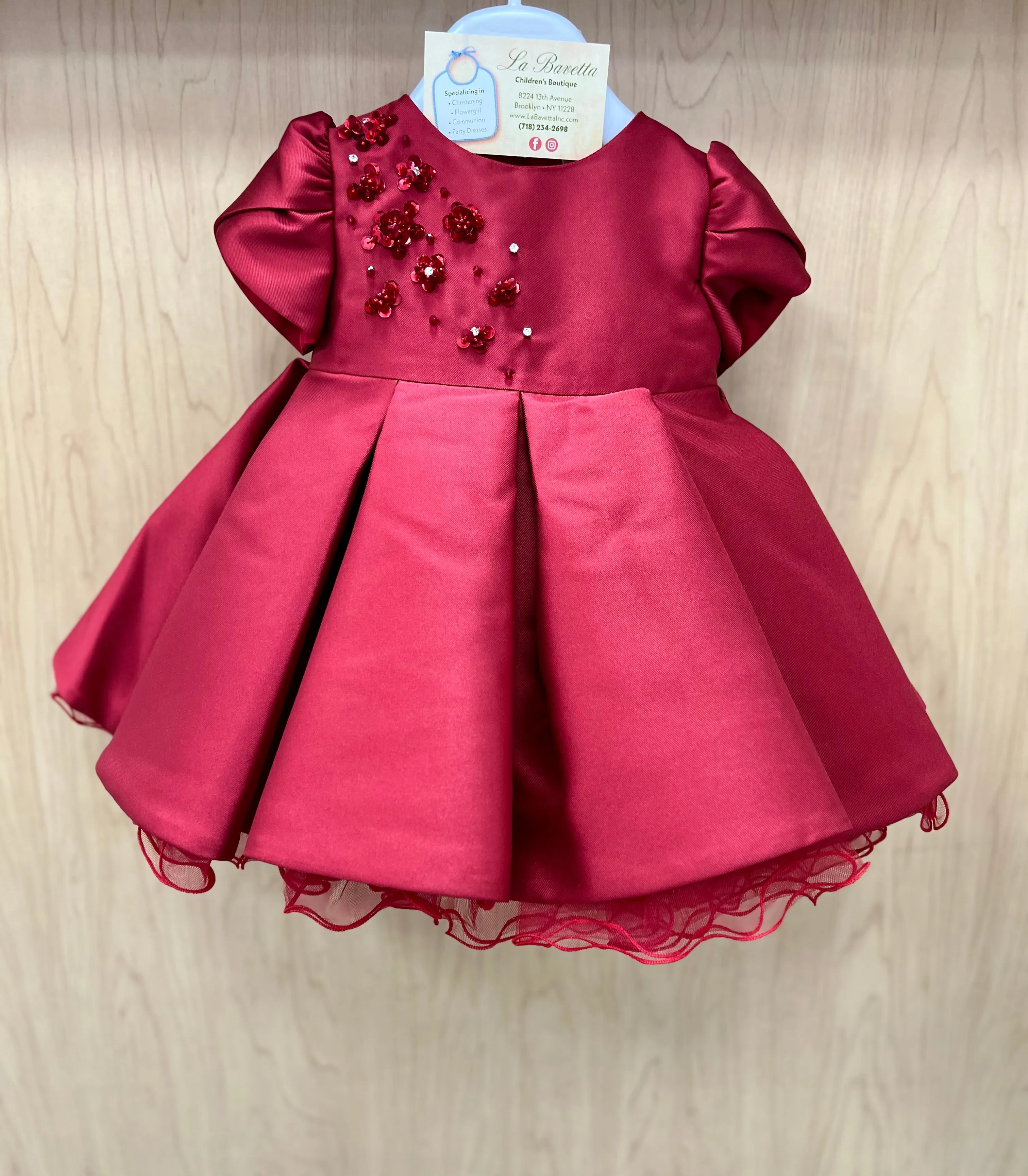 Bimbalo Red Taffeta Beaded Dress 7424