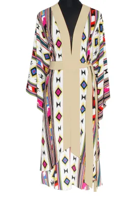 Boho - Pink Navajo Kimono (Beige)