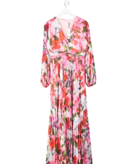 Coast Pink Chiffon Pleated Floral Printed Dress UK 12