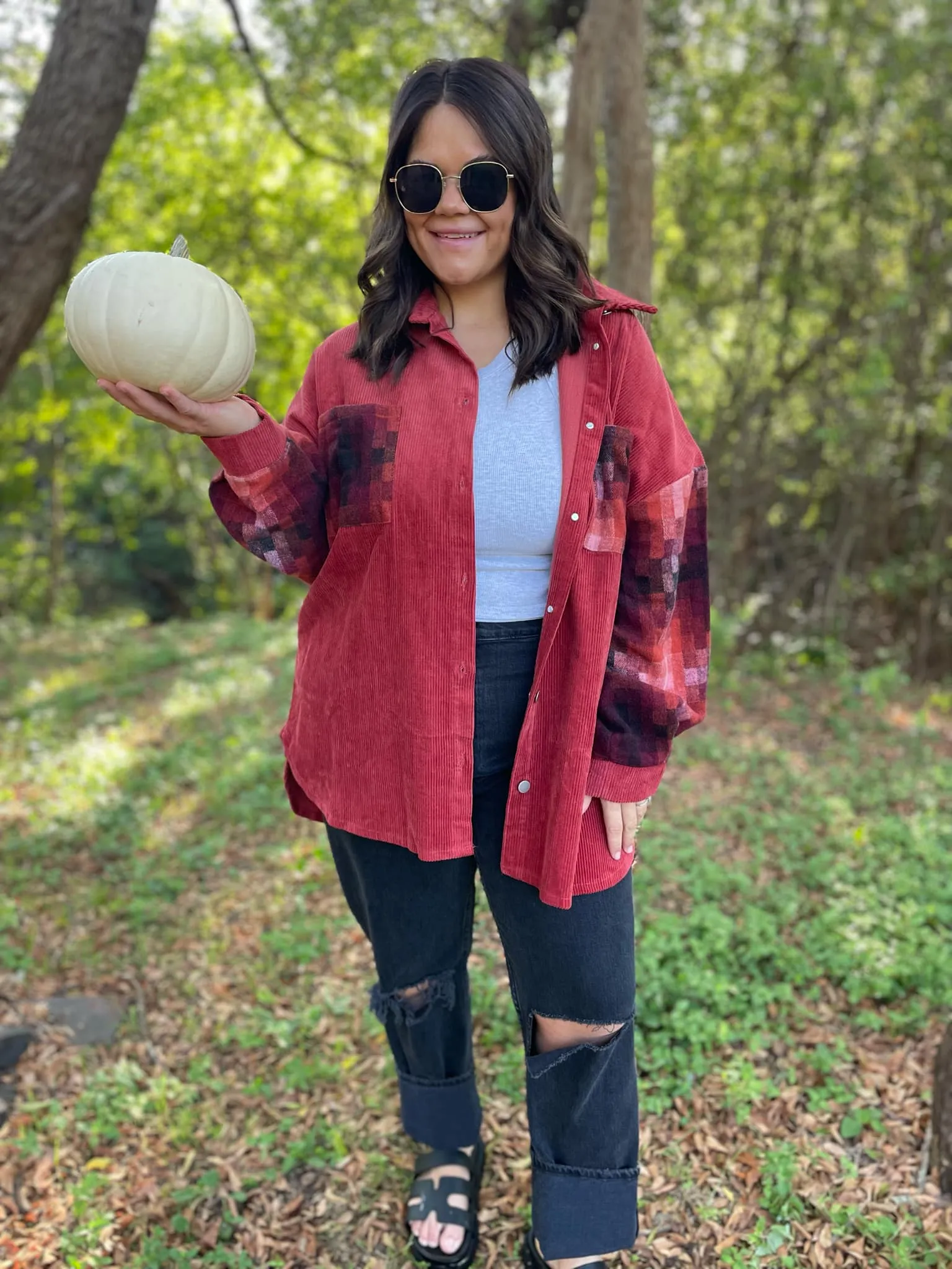 Corduroy Checkered Shacket