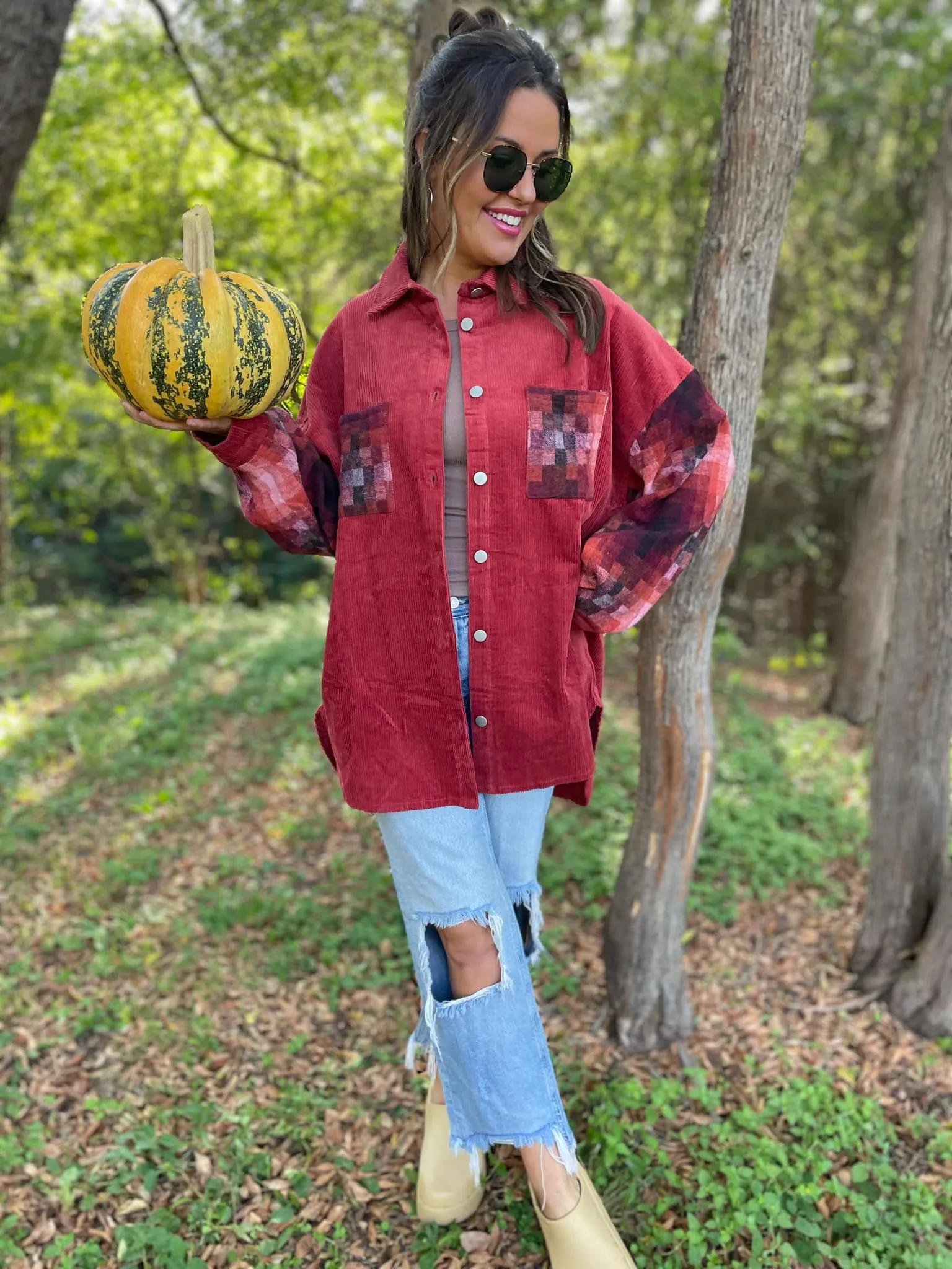 Corduroy Checkered Shacket