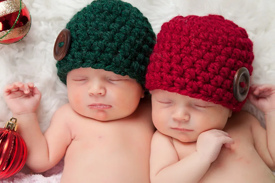 Cranberry red button beanie baby hat