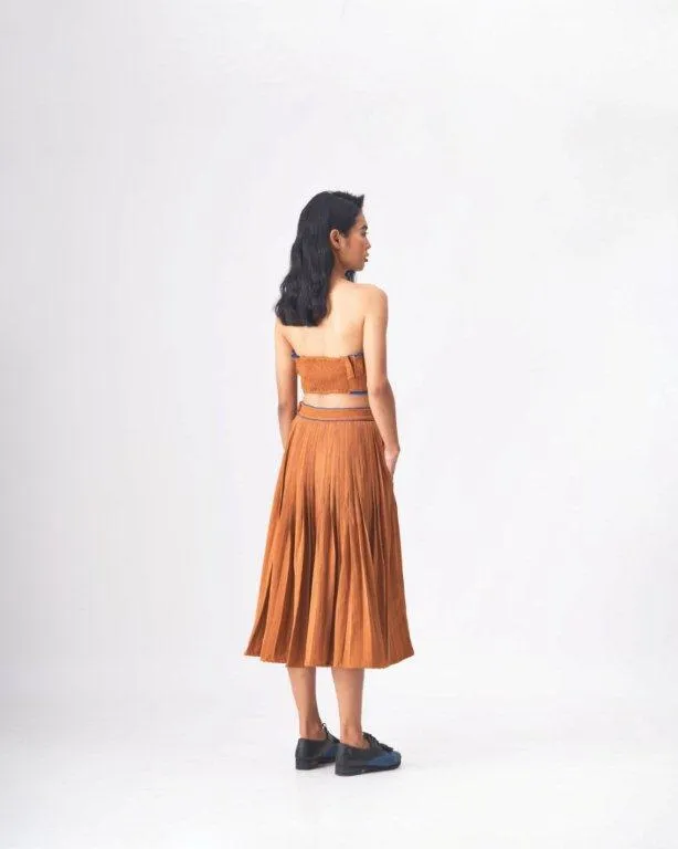 DEBORAH - BROWN HANDLOOM DENIM SKIRT