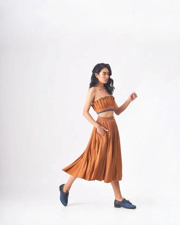 DEBORAH - BROWN HANDLOOM DENIM SKIRT