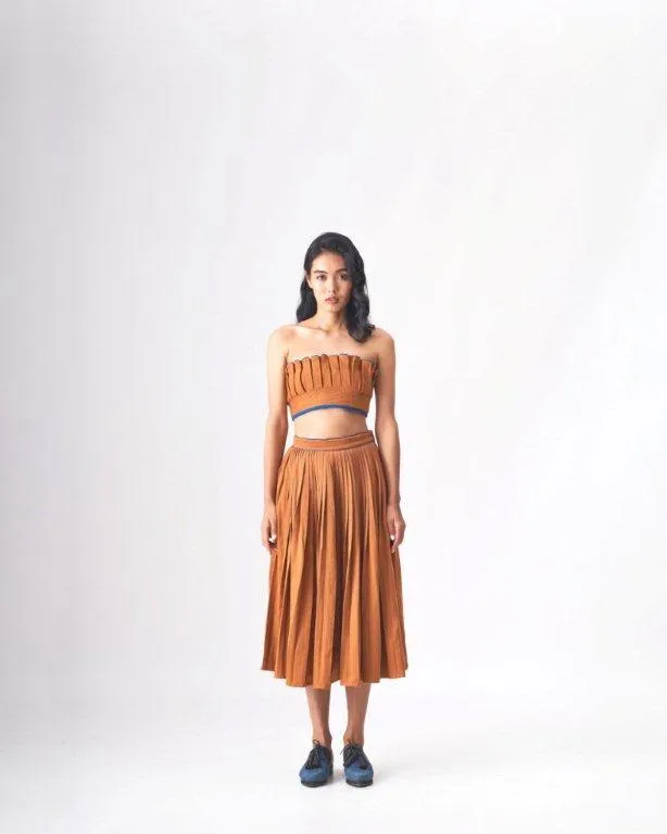 DEBORAH - BROWN HANDLOOM DENIM SKIRT