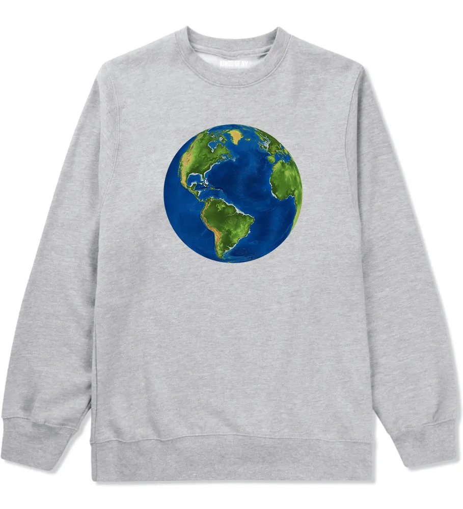 Earth Globe Mens Crewneck Sweatshirt