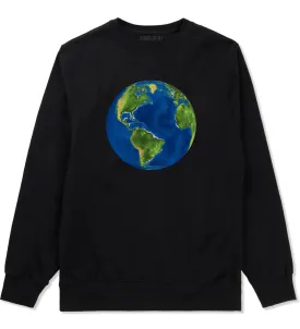 Earth Globe Mens Crewneck Sweatshirt