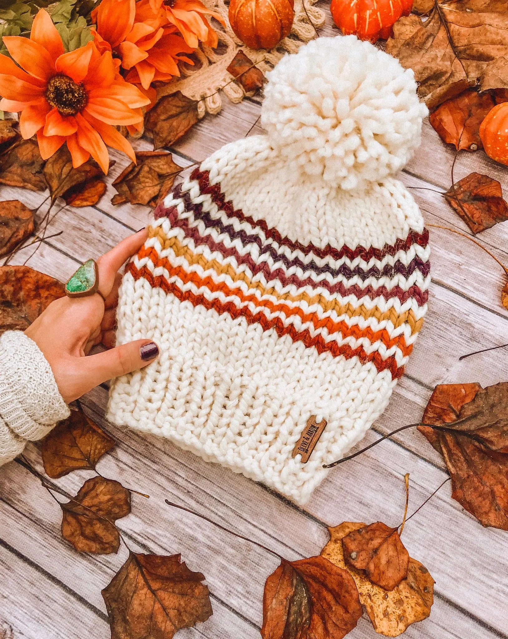 Easy Knitting Pattern Adult Knit Hat Beanie Striped // Retro Rainbow Stripes