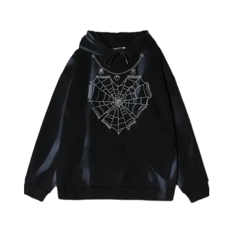 Heart Spider Velvet Oversize Thick Hoodie