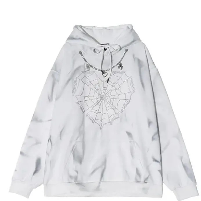 Heart Spider Velvet Oversize Thick Hoodie