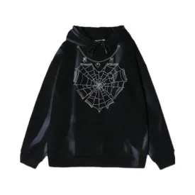 Heart Spider Velvet Oversize Thick Hoodie