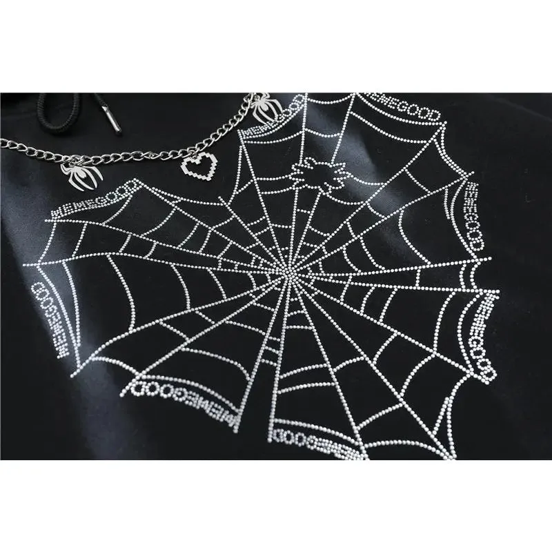 Heart Spider Velvet Oversize Thick Hoodie