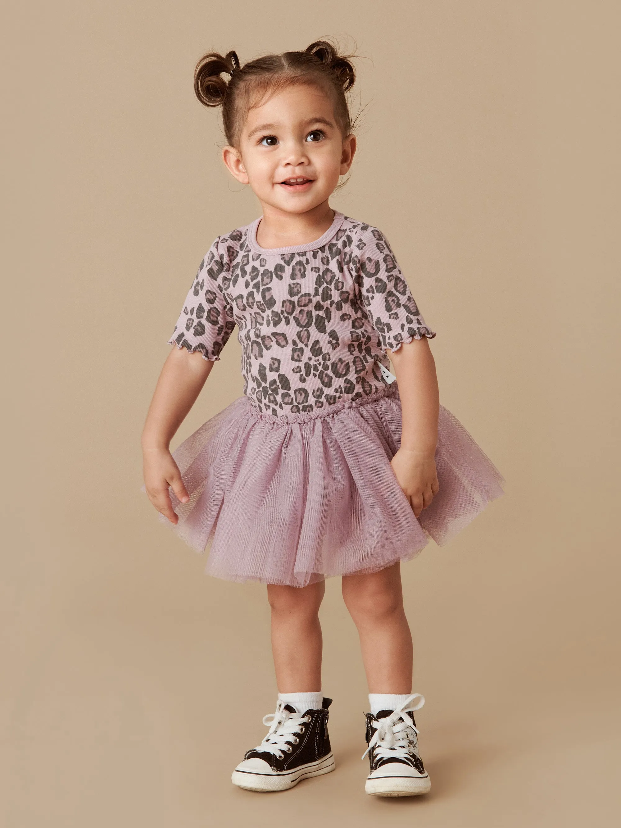 Huxbaby Jaguar Rib Short Sleeve Ballet Onesie - Lilac