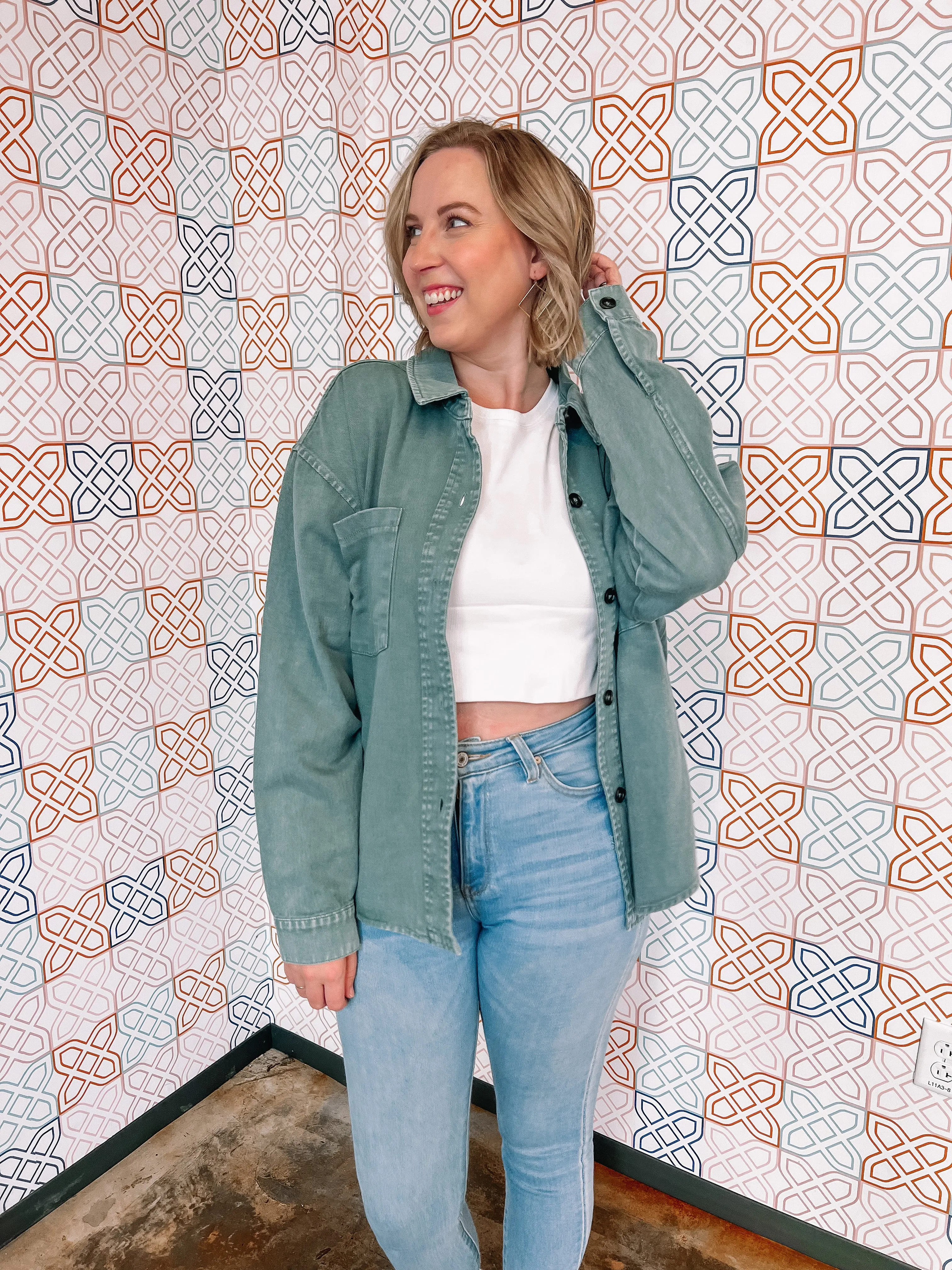 If I Was a Cowboy Shacket in Teal