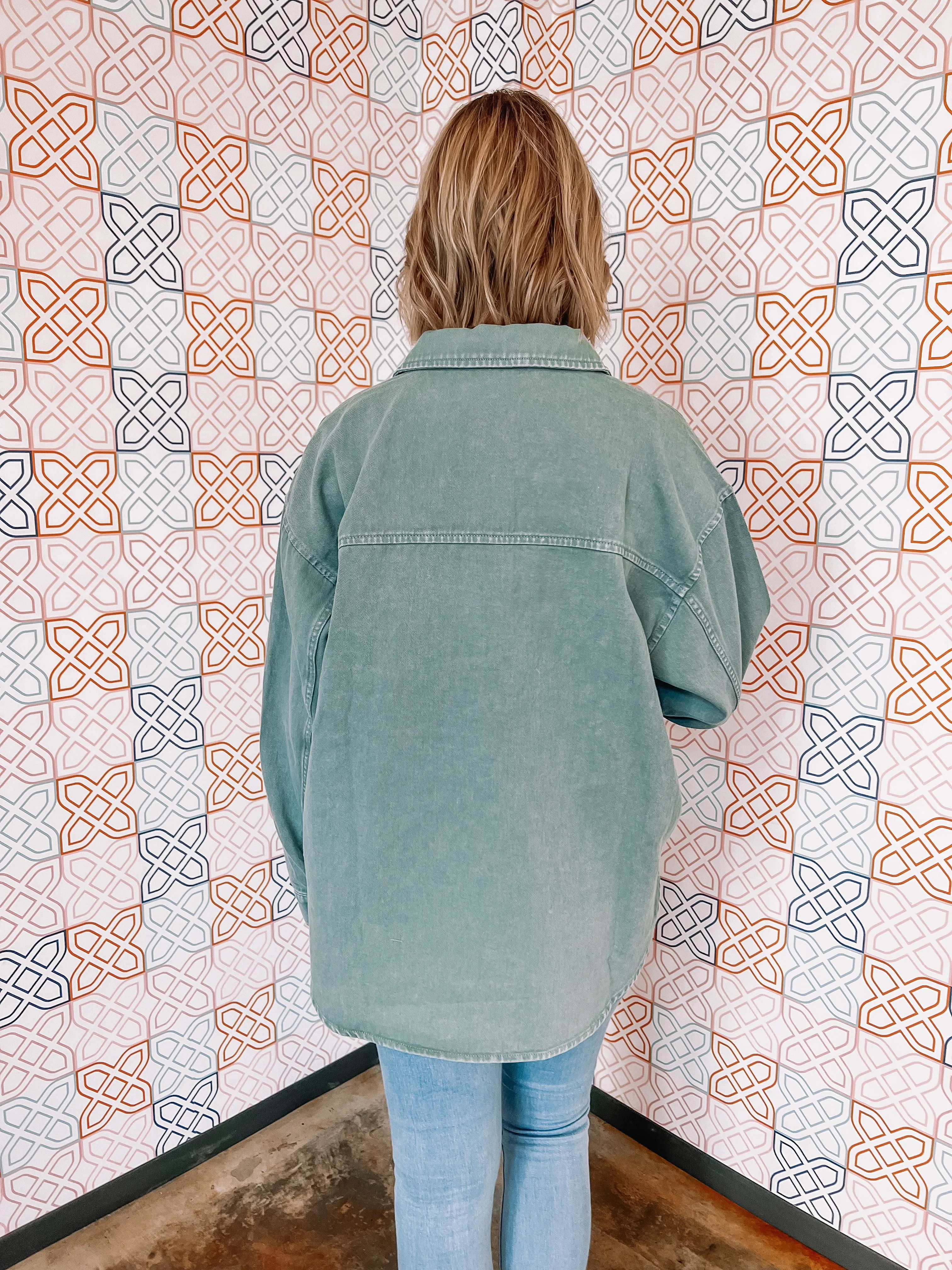 If I Was a Cowboy Shacket in Teal