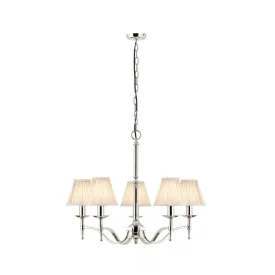 Interiors 1900 63631 Stanford Nickel 5 Light Pendant Beige Shades