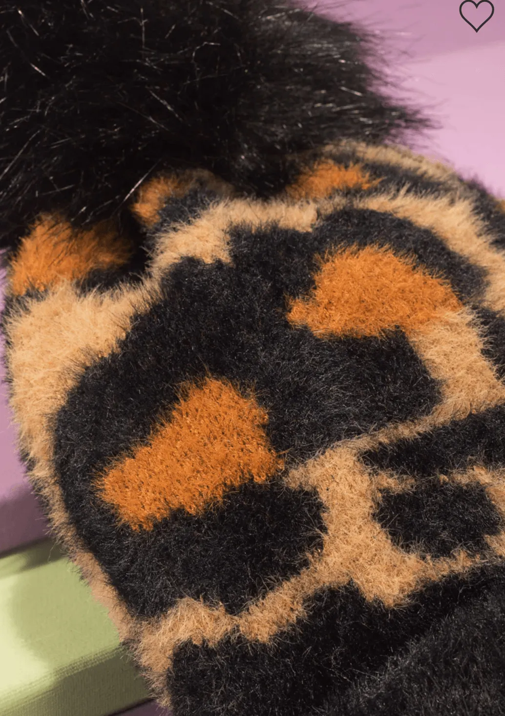 Knit Leopard Eyelash Beanie with Pom Pom 5087