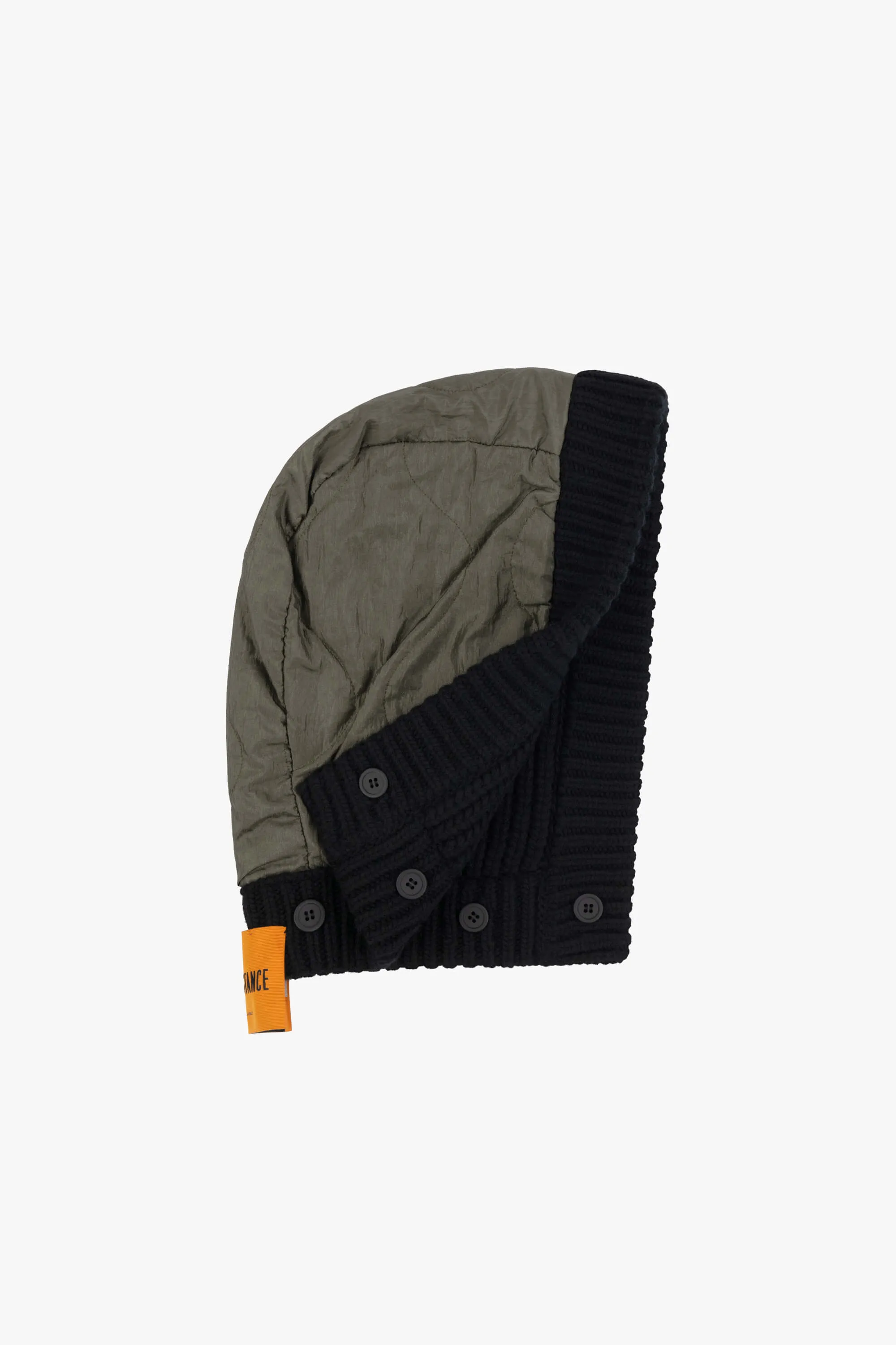 Knit Quilt Hood - Black / Dark Olive