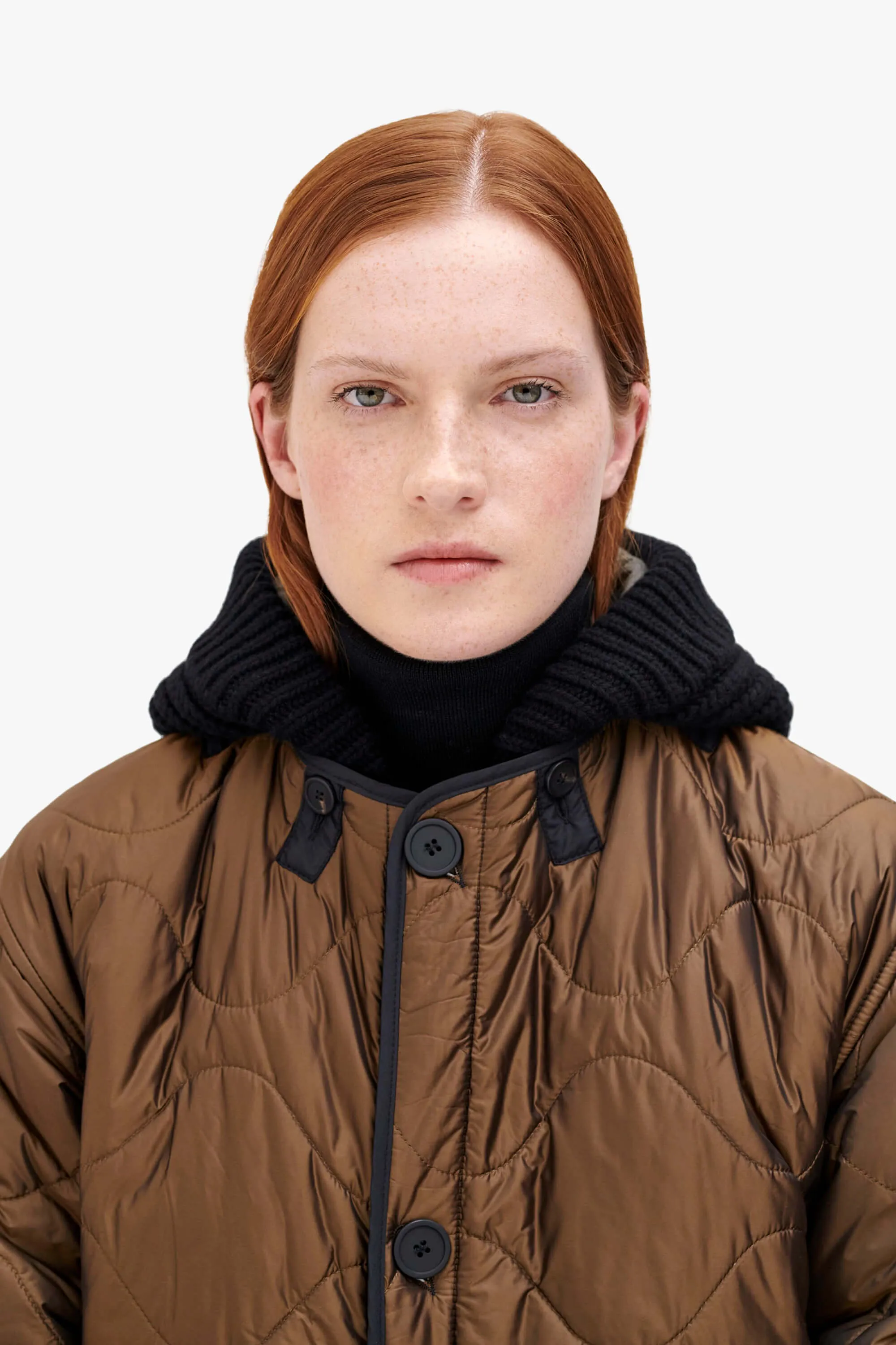 Knit Quilt Hood - Black / Dark Olive