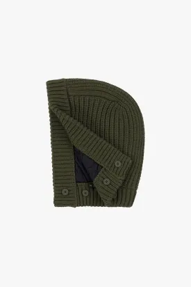 Knit Quilt Hood - Dark Olive / Black