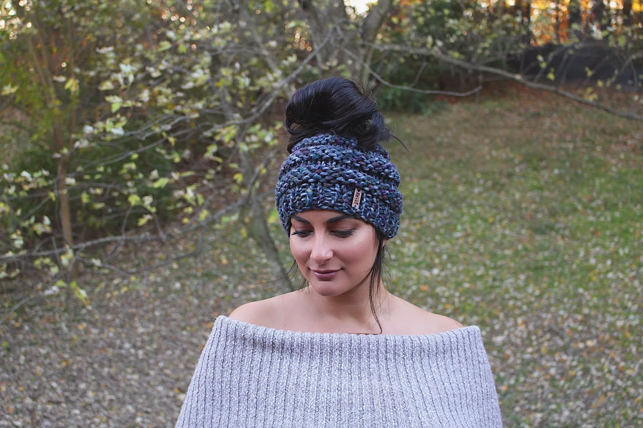 Knitting Pattern Adult Messy Bun Hat