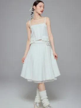 Lace Layered Flare Feminine Skirt