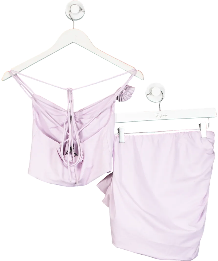 Lamarque Purple Azalia Ruched Mini Skirt And Tayana Hankerchief Top UK XS