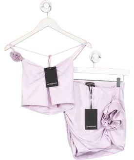 Lamarque Purple Azalia Ruched Mini Skirt And Tayana Hankerchief Top UK XS