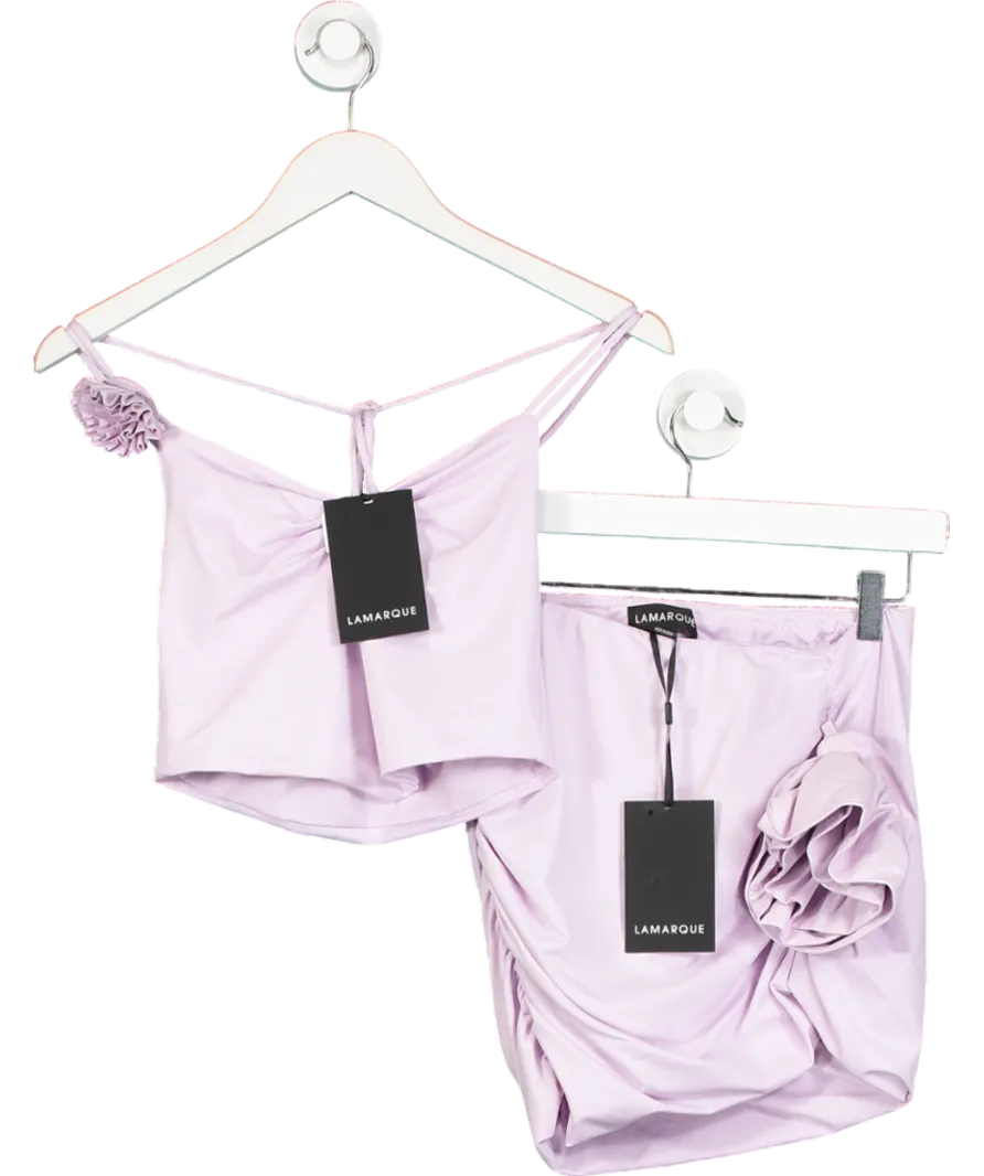 Lamarque Purple Azalia Ruched Mini Skirt And Tayana Hankerchief Top UK XS