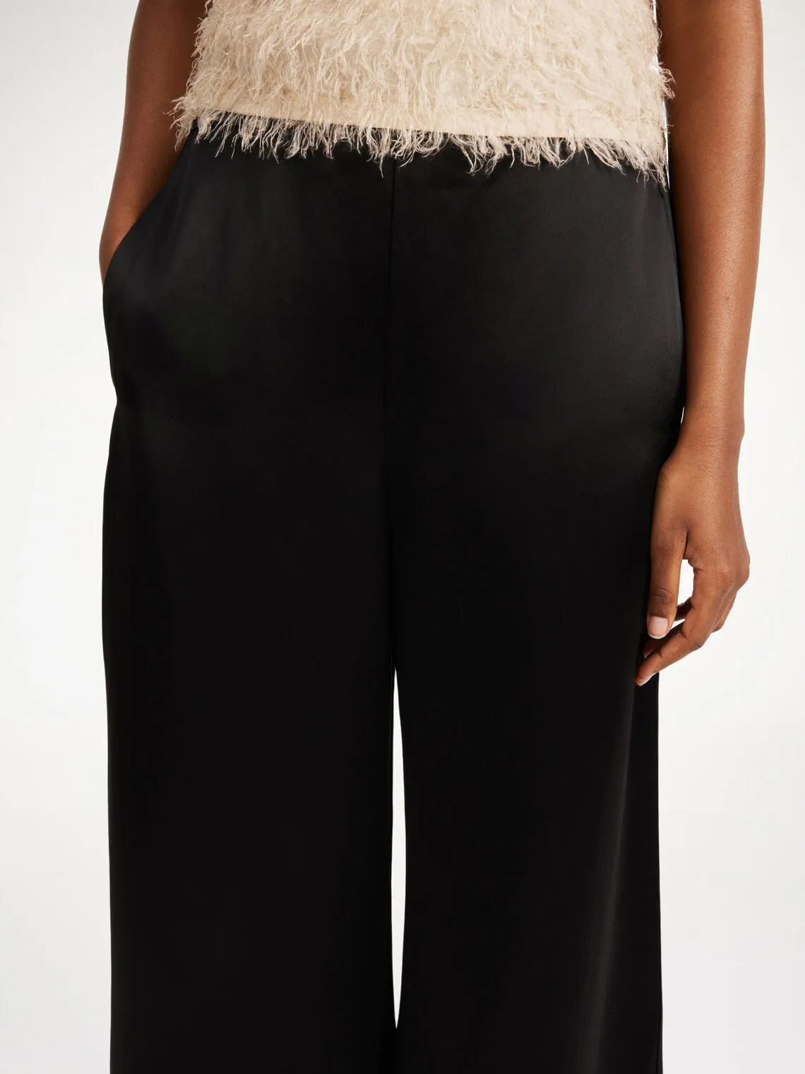LUCEE SATIN FLARED LEG PANTS