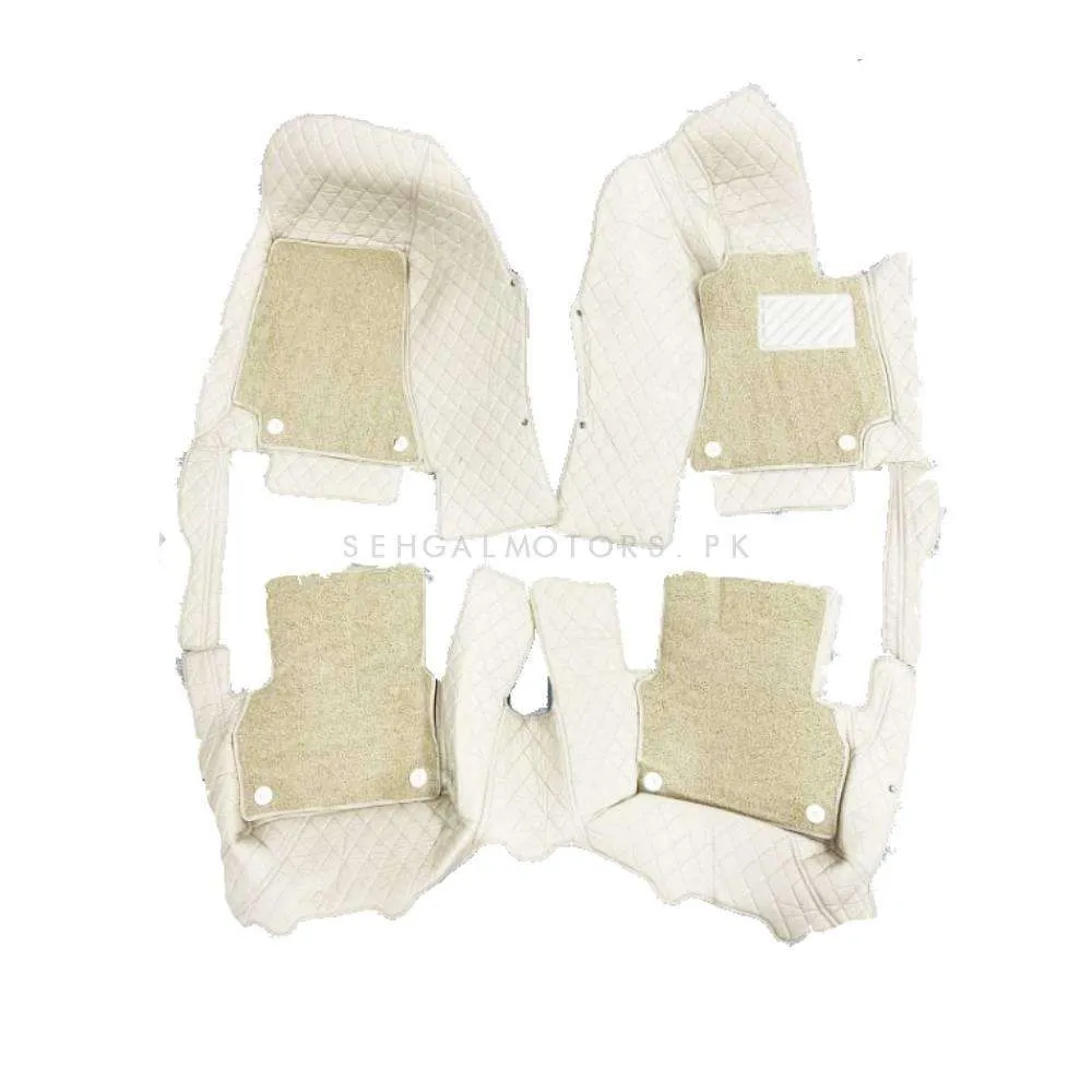 Mercedes Benz E-Class 9D Floor Mats Mix Thread Beige With Beige Grass 3 Pcs - Model 2016-2018