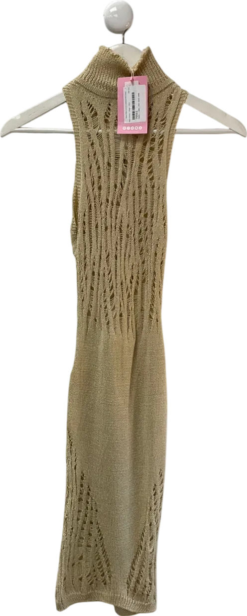 Missy Empire Naya Beige Cut Out Laddered Mini Dress UK 6