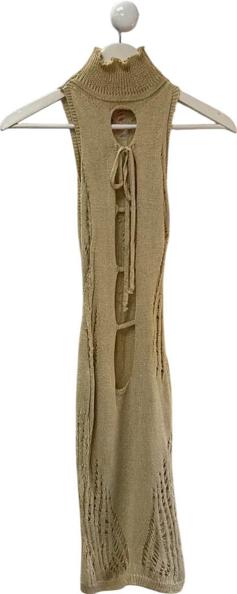 Missy Empire Naya Beige Cut Out Laddered Mini Dress UK 6