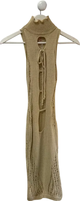 Missy Empire Naya Beige Cut Out Laddered Mini Dress UK 6