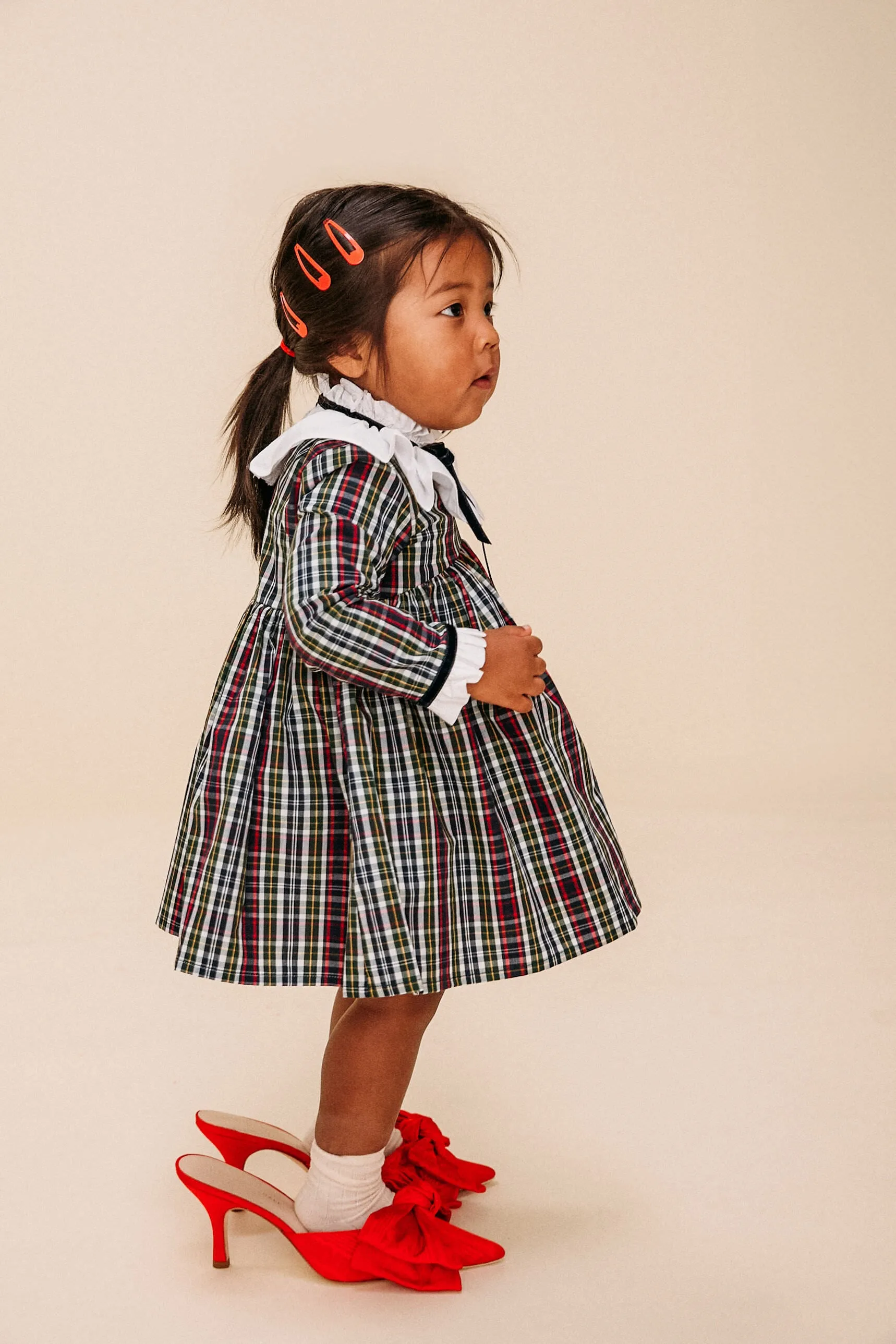 Navy Tartan Flora Empire Dress