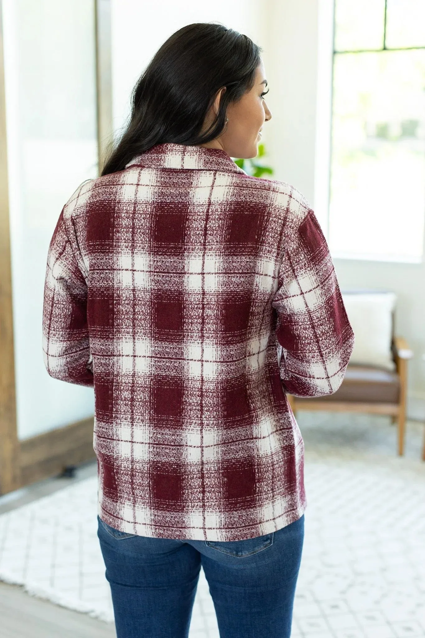 Norah Plaid Shacket (Quilted Burgundy)
