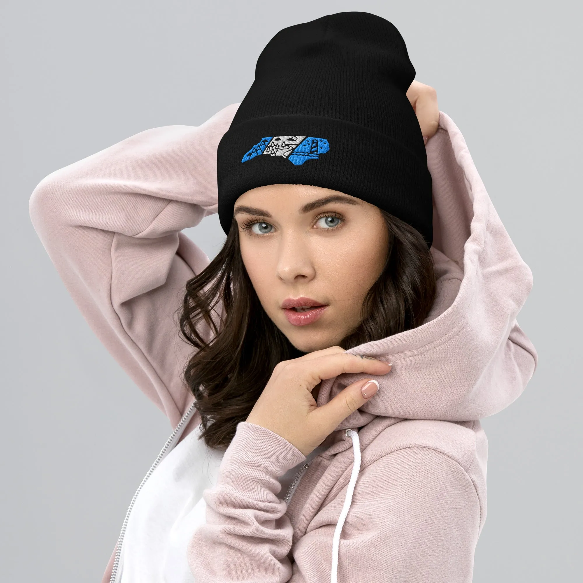 North Carolina 3 Regions Carolina Blue & White Cuffed Beanie