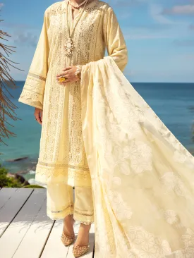 Off White Dyed Lawn 3 Piece Stitched - ALP-3PS-1727