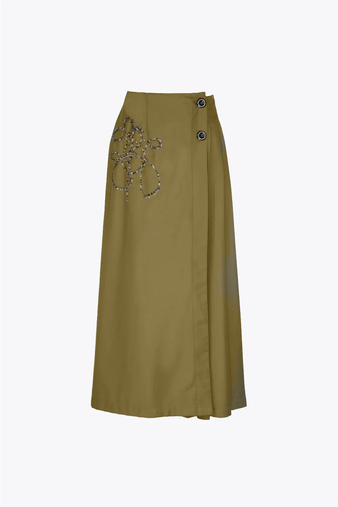 olive midi skirt